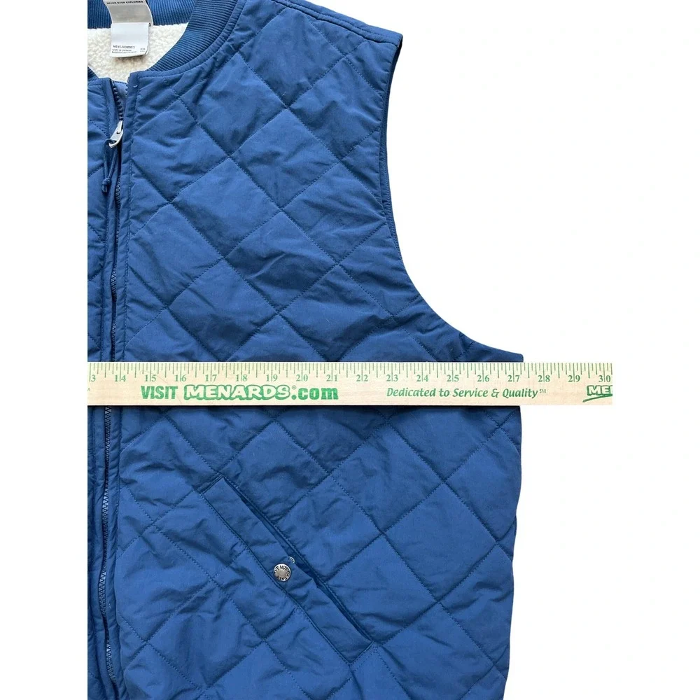 North Face Mens XXL Blue Cuchillo Quilted Sherpa Lined Bomber Vest NF0A4R5C FA22